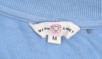 Womens UK Size M Neon Sheep Blue Pullover Sweatshirt