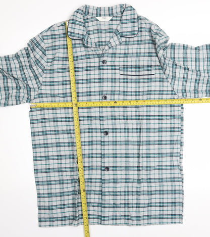 Marks and Spencer Mens Grey Check Cotton Flannel Pyjama Top M