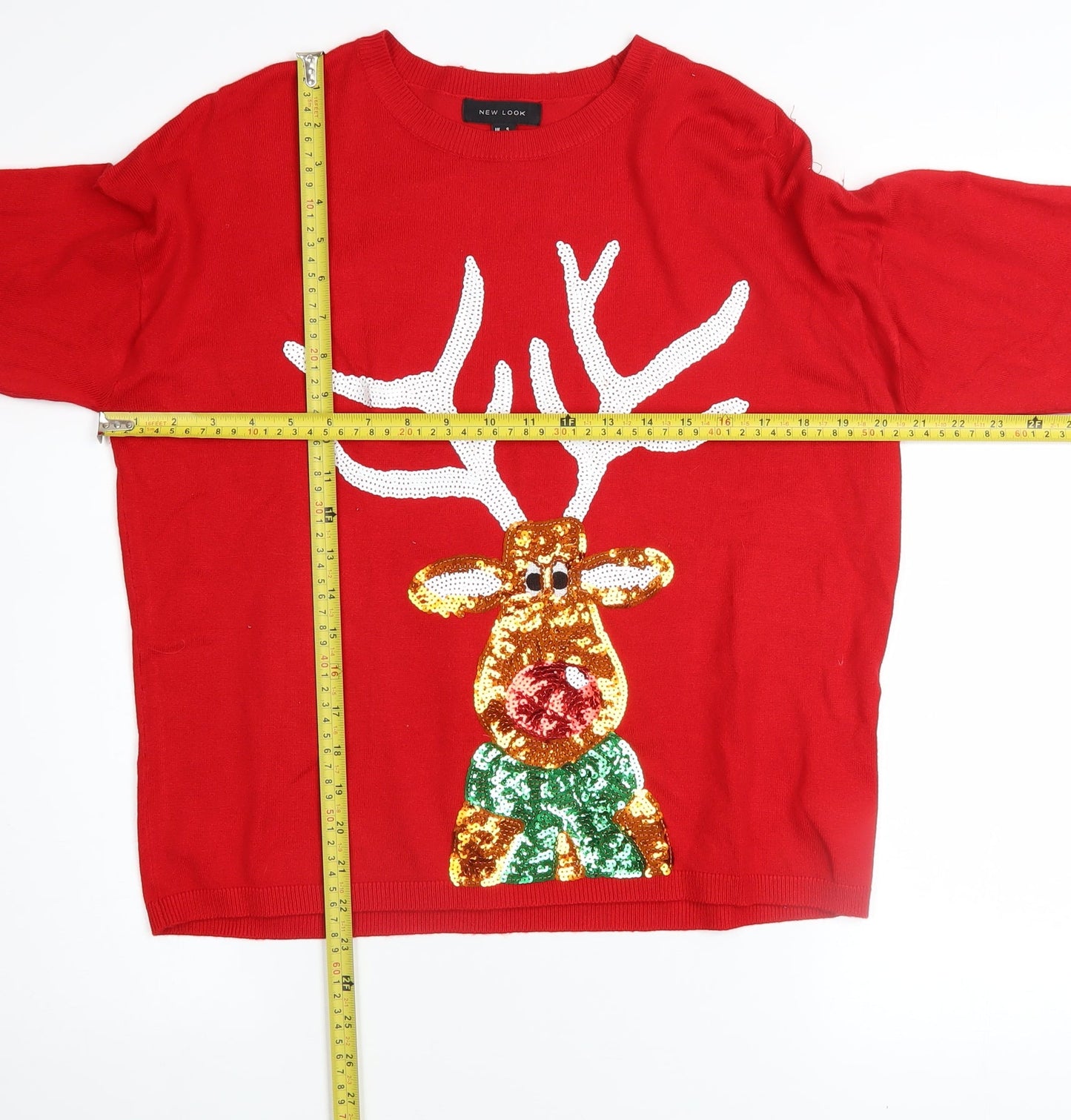 Womens UK Size S New Look Red Pullover Jumper