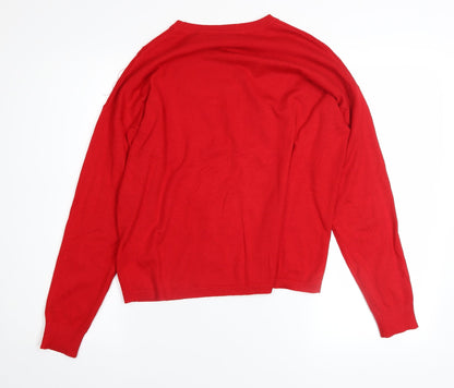 Womens UK Size S New Look Red Pullover Jumper
