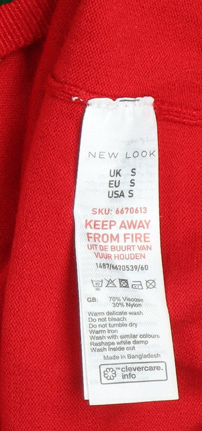 Womens UK Size S New Look Red Pullover Jumper