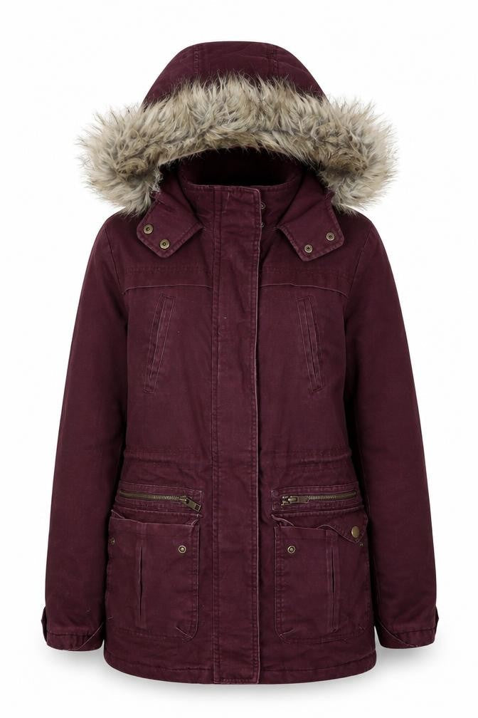 Womens UK Size 6 New Look Red Parka Coat