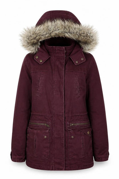 Womens UK Size 6 New Look Red Parka Coat