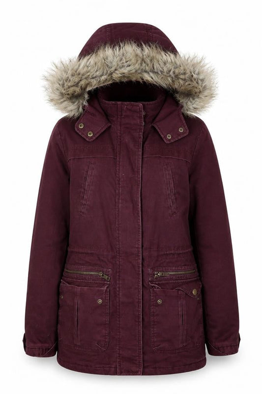 Womens UK Size 6 New Look Red Parka Coat