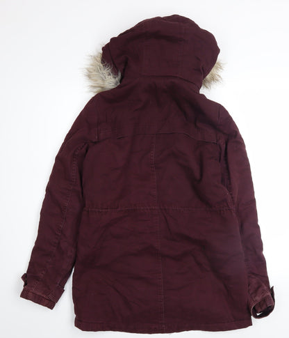 Womens UK Size 6 New Look Red Parka Coat