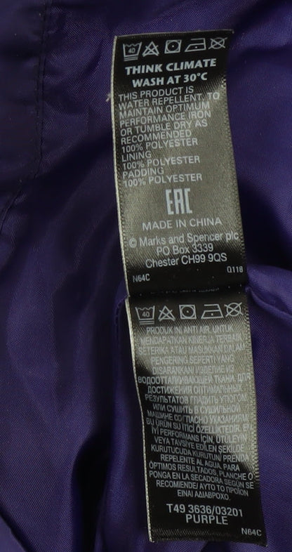 Womens UK Size 8 Marks and Spencer Purple Puffer Jacket