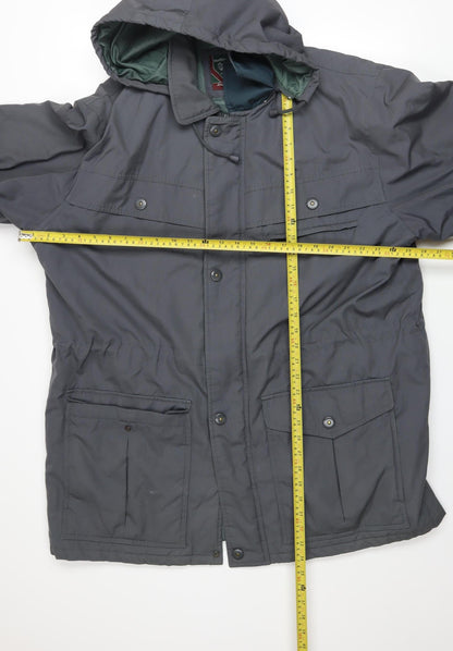 Wellington Men’s Grey Parka Jacket L Hooded Lined Water Resistant