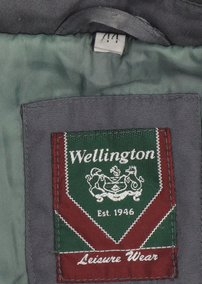 Wellington Men’s Grey Parka Jacket L Hooded Lined Water Resistant