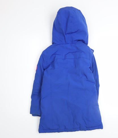 GAP Kids Girls Blue Hooded Winter Parka Coat 6-7 Years Long Sleeve