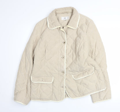 Womens UK Size 14 CC Beige Quilted Coat