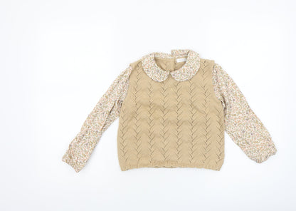 Girls UK Size 4 Years NEXT Beige Pullover Jumper