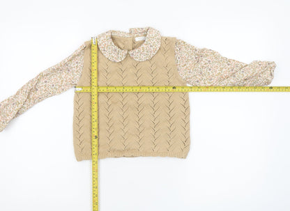 Girls UK Size 4 Years NEXT Beige Pullover Jumper