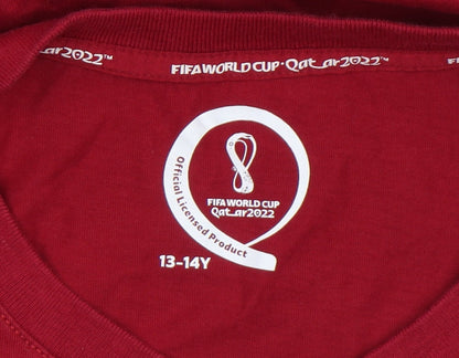 Boys UK Size 13-14 Years FIFA World Cup Red BasicPulloverJersey T-Shirt