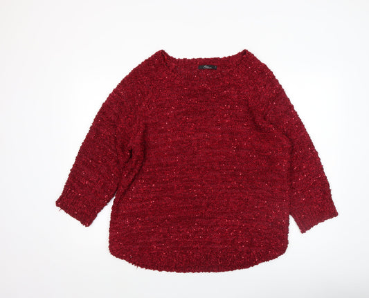 Womens UK Size L BM Collection Red Pullover Jumper
