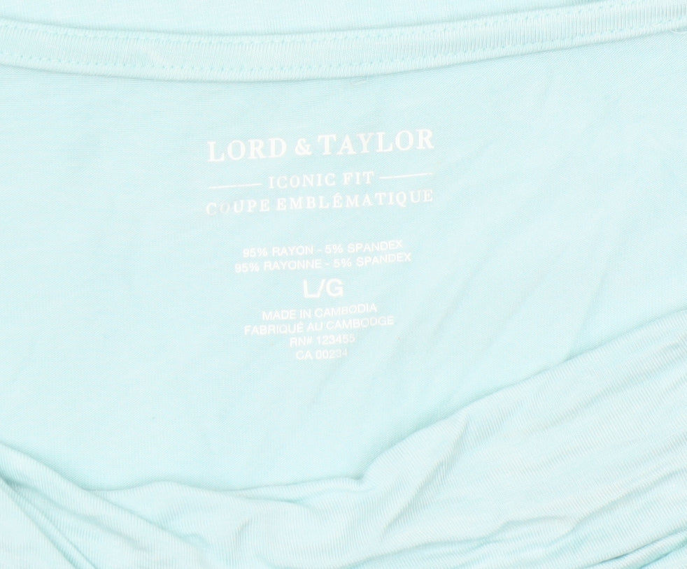 Womens UK Size L LORD & TAYLOR Blue Basic T-Shirt