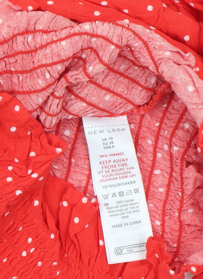 Womens UK Size 10 New Look Red Cropped Blouse