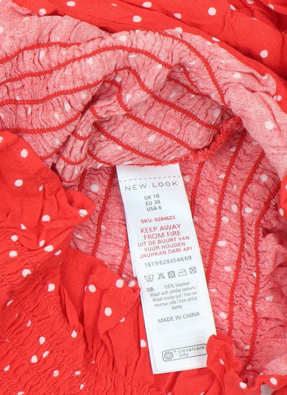 Womens UK Size 10 New Look Red Cropped Blouse