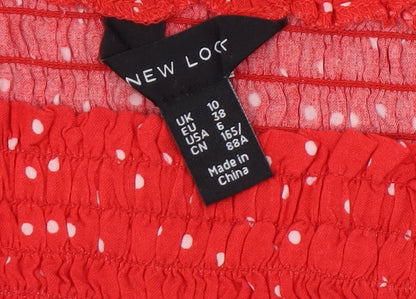 Womens UK Size 10 New Look Red Cropped Blouse