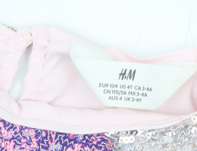 Girls UK Size 3-4 Years H&M Pink Cropped T-Shirt