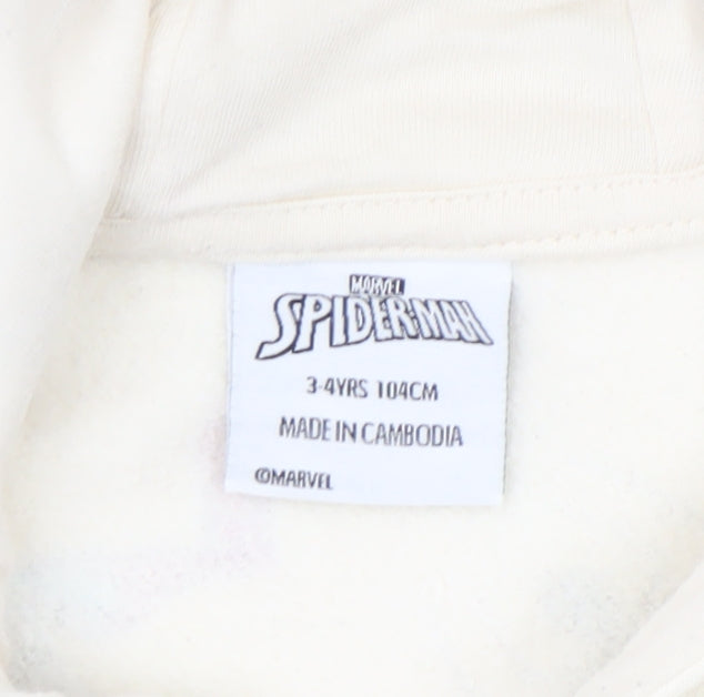 Boys UK Size 3-4 Years Marvel Beige Pullover Hoodie