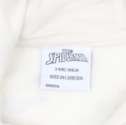 Boys UK Size 3-4 Years Marvel Beige Pullover Hoodie