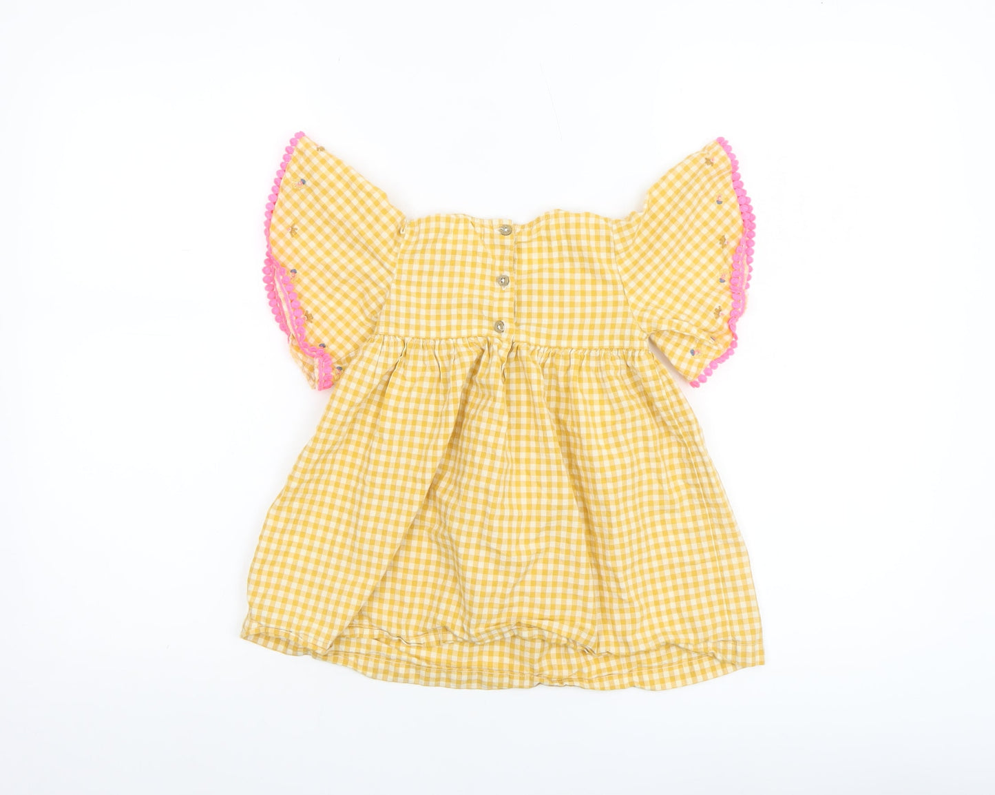 Next Girls Yellow Gingham Embroidered A-Line Dress 12-18 Months