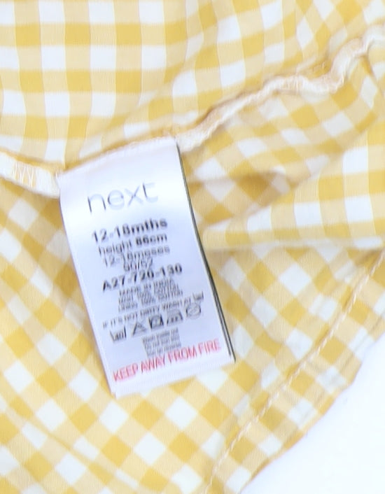 Next Girls Yellow Gingham Embroidered A-Line Dress 12-18 Months