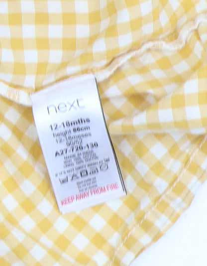 Next Girls Yellow Gingham Embroidered A-Line Dress 12-18 Months
