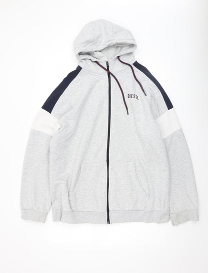Mens UK Size 2XL Diesel Grey Full Zip Hoodie