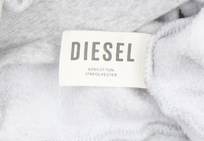Mens UK Size 2XL Diesel Grey Full Zip Hoodie