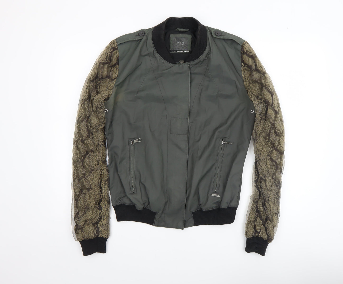 Womens UK Size 8 GUESS Green Bomber Jacket