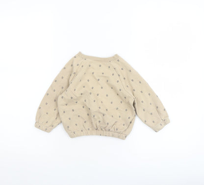 Dunnes Stores Unisex Beige 'Wild At Heart' Long Sleeve Pullover T-Shirt 9-12 Months