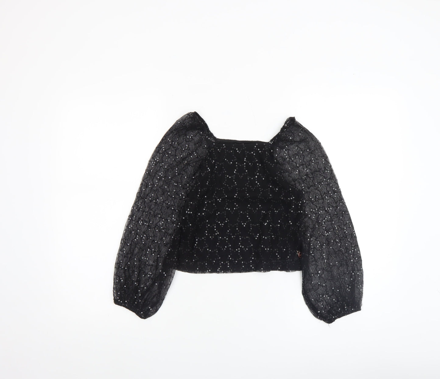 Girls UK Size 7 Years Angel & Rocket Black Cropped Blouse