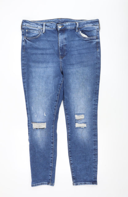 Womens UK Size 14 H&M Slim Fit Skinny Blue Jeans