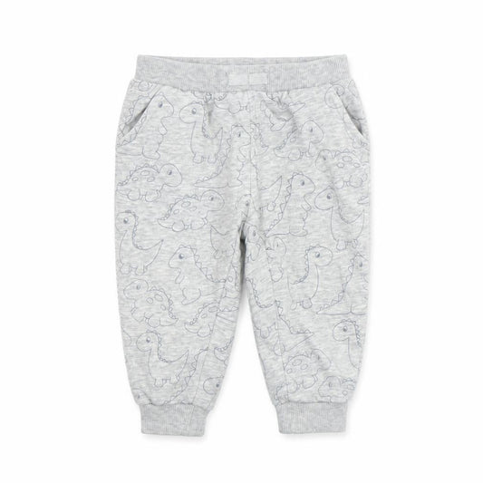 Front view of NPO Baby Grey Dinosaur Jogger Trousers 12 Months unisex cotton blend