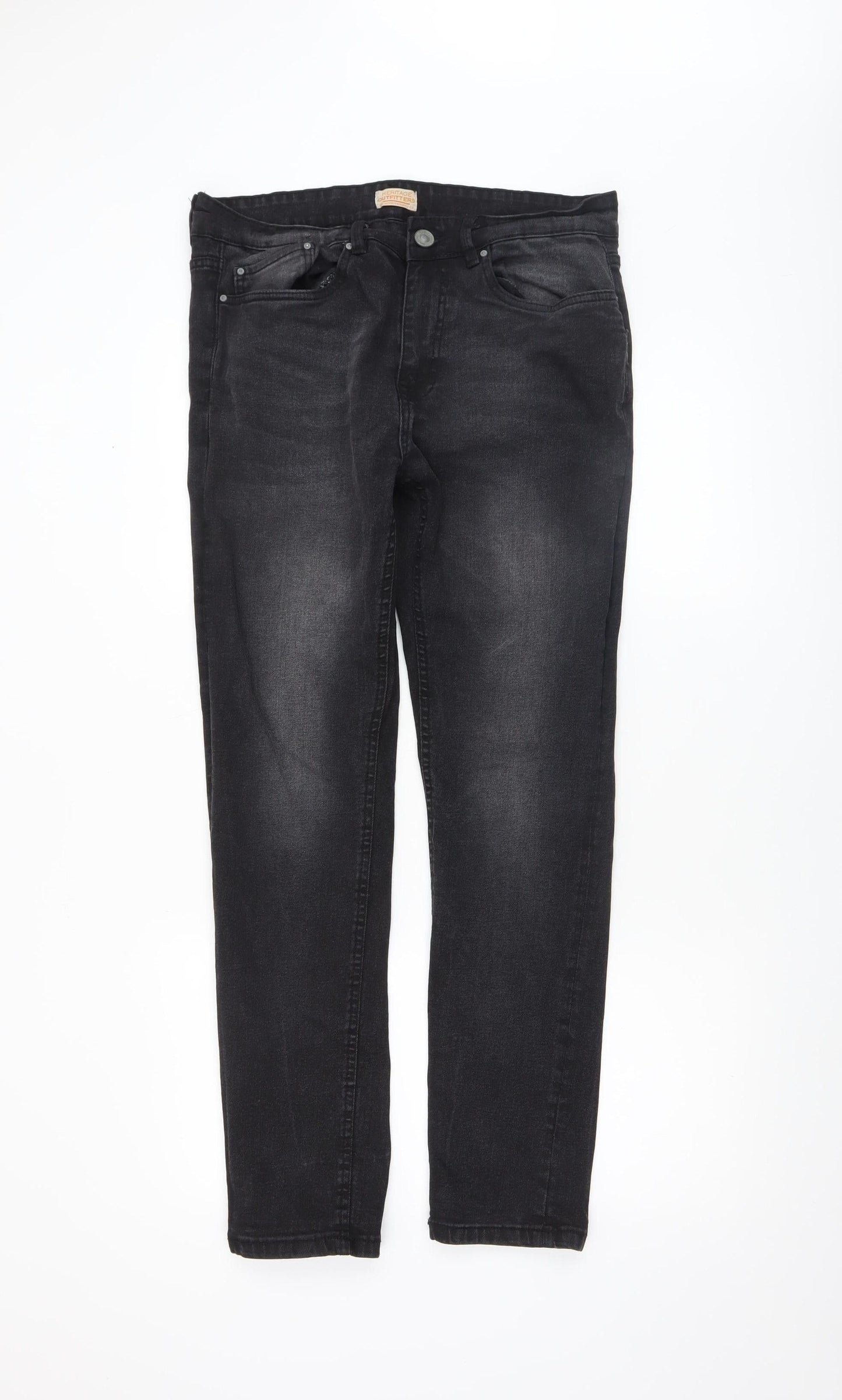 Mens UK Size 34R Heritage Outfitters Slim Fit Skinny Black Jeans