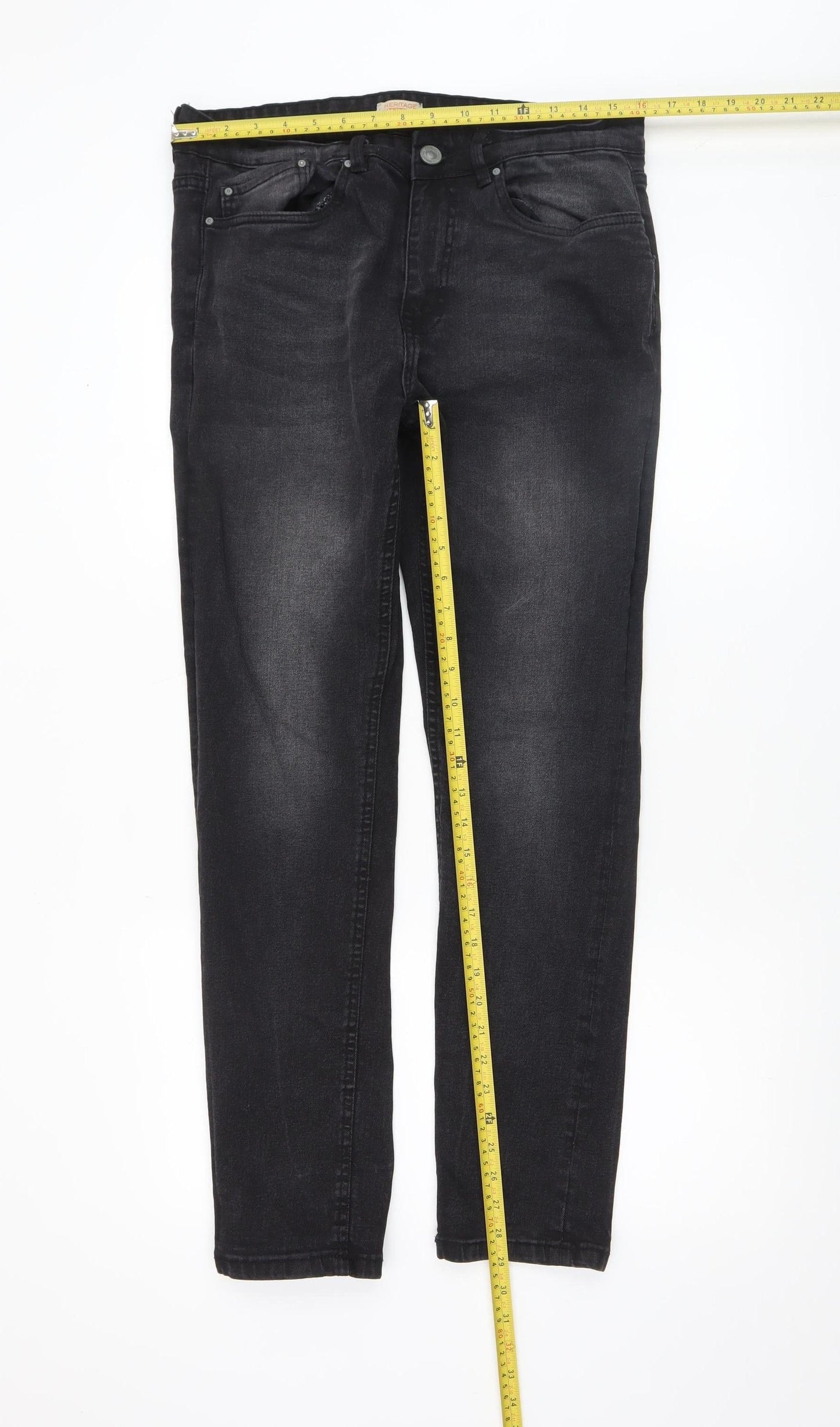Mens UK Size 34R Heritage Outfitters Slim Fit Skinny Black Jeans