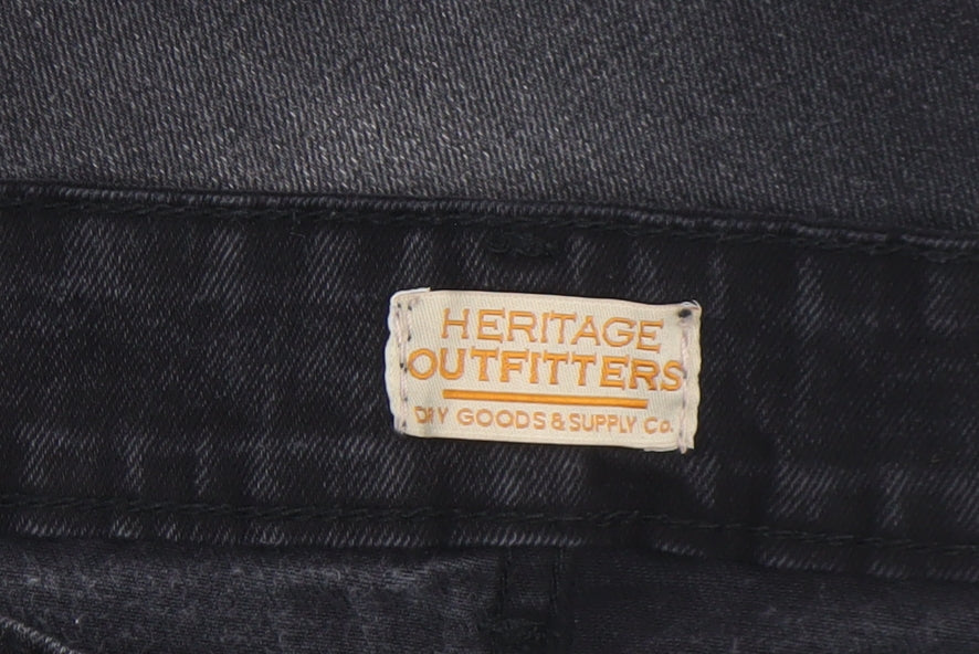 Mens UK Size 34R Heritage Outfitters Slim Fit Skinny Black Jeans