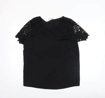 Womens UK Size M VILA Black Lace Blouse