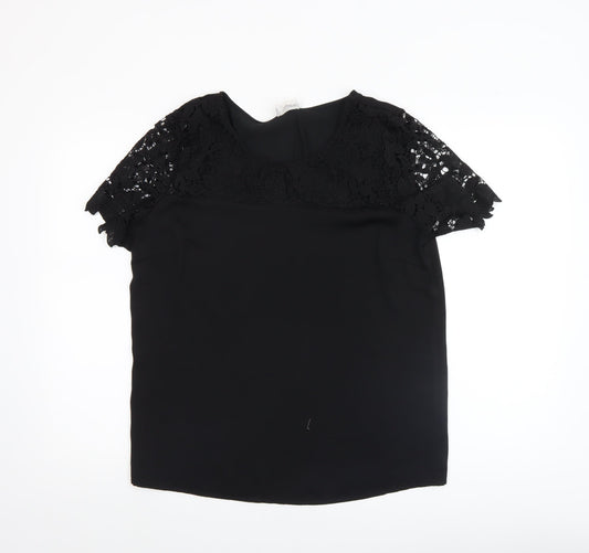Womens UK Size M VILA Black Lace Blouse