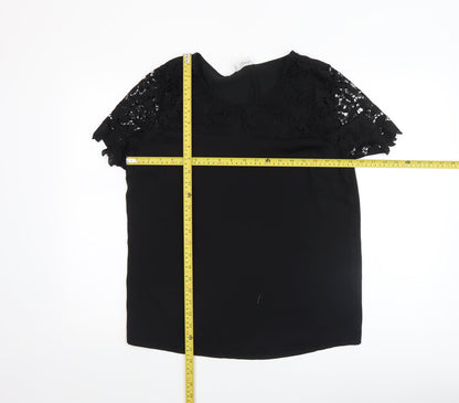 Womens UK Size M VILA Black Lace Blouse