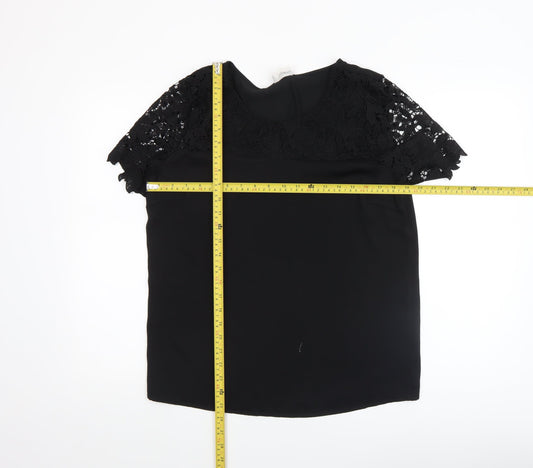 Womens UK Size M VILA Black Lace Blouse
