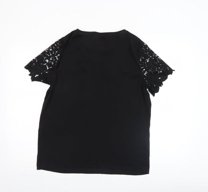 Womens UK Size M VILA Black Lace Blouse