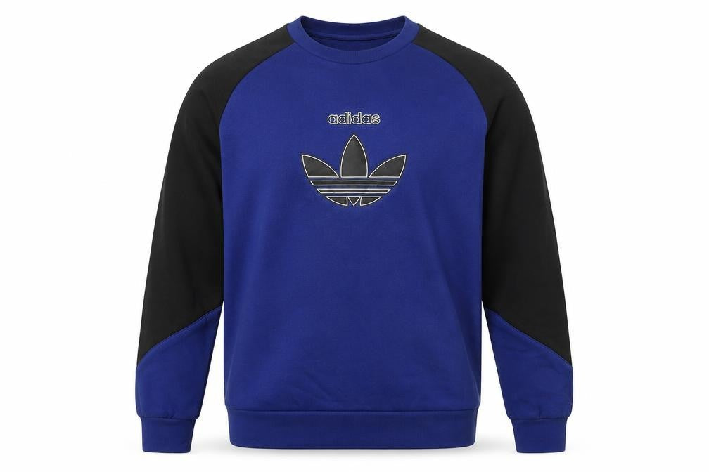 Adidas Boys Blue Black Crew Neck Pullover Sweatshirt XL 15-16Y