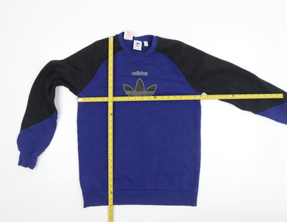 Adidas Boys Blue Black Crew Neck Pullover Sweatshirt XL 15-16Y
