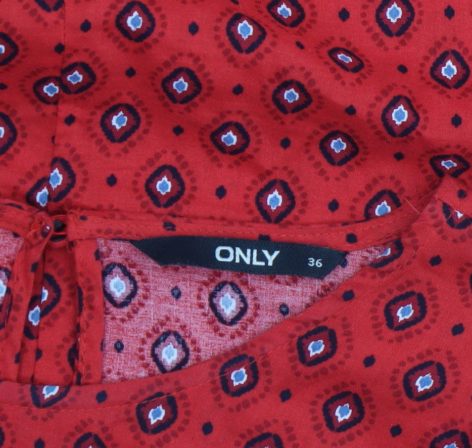 Womens UK Size 8 Only Red Tunic Blouse