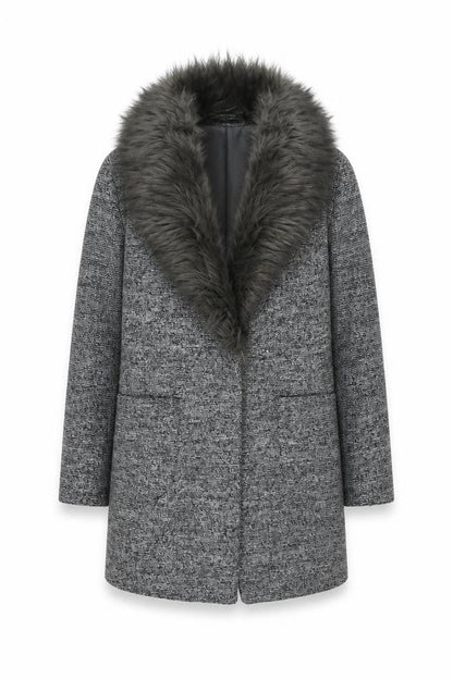 Womens UK Size 6 New Look Grey Overcoat