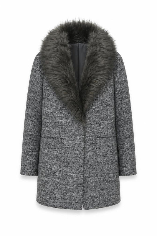Womens UK Size 6 New Look Grey Overcoat