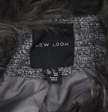 Womens UK Size 6 New Look Grey Overcoat