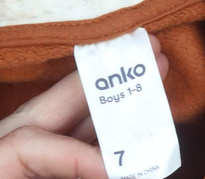 Boys UK Size 7 Years Anko Brown Full Zip Hoodie